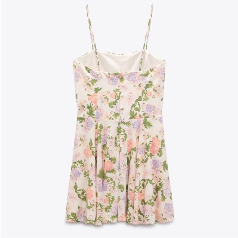 NWT Zara Mini Floral Spaghetti Strap Dress Blogger Favorite Sz XS - Picture 4 of 13